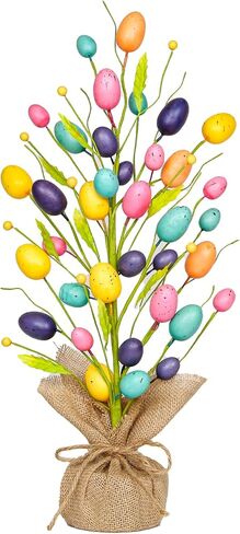 Easter Decorations for Home, 20 Inch Pastel Easter Eggs Tree for Table Centerpieces, Farmhouse Spring Floral Decor for Mantle Entryway, Eggs Decor Party Supplies for School Office Indoor in Kuwait