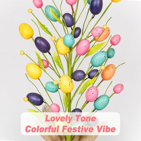 Easter Decorations for Home, 20 Inch Pastel Easter Eggs Tree for Table Centerpieces, Farmhouse Spring Floral Decor for Mantle Entryway, Eggs Decor Party Supplies for School Office Indoor in Kuwait