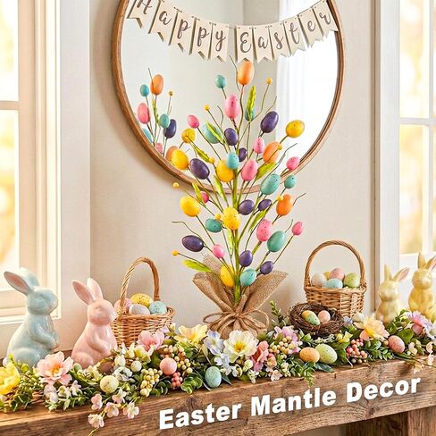 Easter Decorations for Home, 20 Inch Pastel Easter Eggs Tree for Table Centerpieces, Farmhouse Spring Floral Decor for Mantle Entryway, Eggs Decor Party Supplies for School Office Indoor in Kuwait