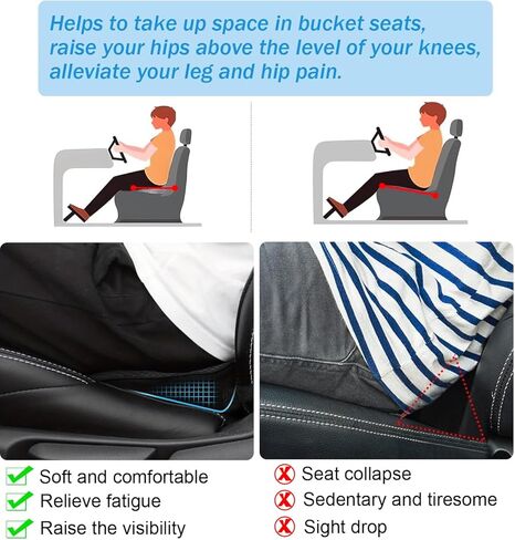 وسادة مقعد السيارة إسفين، وسادة مقعد العصعص من إسفنج الذاكرة للسيارة والشاحنة للقيادة - تخفيف آلام عرق النسا والظهر - وسائد إسفين مرتفعة لسائق السيارة ومكتب دعم عظم الذيل القطني in Kuwait
