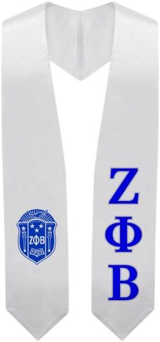 Greekgear Zeta Phi Beta Super Crest - Shield Graduation Stole White in Saudi Arabia