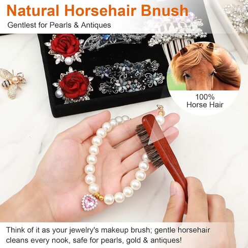 20Pcs Jewelry Cleaning Kit Cleaner Brush Tool Set with 10pcs Cleaning Polishing Cloth Big Small Hole Brush Crevice Brush and Needle for Wedding Ring Earring Watch Diamond All Jewelry Clean in Saudi Arabia