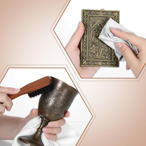 مجموعة تنظيف فضية مكونة من 4 قطع، مجموعة تلميع فضية، فرش تنظيف شعر الخيل الفضية مع قطعة قماش تلميع، مجموعة فرش تفصيلية، طقم تنظيف المجوهرات للفضيات والأطباق وتلميع المجوهرات والأعمال التفصيلية in Saudi Arabia