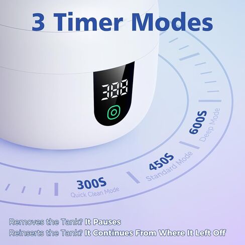آلة تنظيف التجنيب بالموجات فوق الصوتية المقاومة للماء مع خزان مياه قابل للإزالة سعة 180 مل - منظف بالموجات فوق الصوتية 45 كيلو هرتز لحراس الفم والمجوهرات ومنظف التجنيب - مؤقت رقمي، إيقاف مؤقت ذكي، هادئ حتى 30 ديسيبل in Kuwait