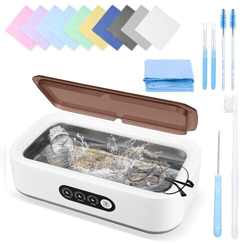 XANGNIER Jewelry Cleaning Kit-Ultrasonic Cleaner Machine(49k Hz,3 Modes),Gap Cleaning Brush and Polishing Cleaning Cloth for All Jewelry,Ring,Gold,Diamond,Earring,Sterling Silver,Eyeglass,Dentures in Saudi Arabia
