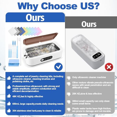 XANGNIER Jewelry Cleaning Kit-Ultrasonic Cleaner Machine(49k Hz,3 Modes),Gap Cleaning Brush and Polishing Cleaning Cloth for All Jewelry,Ring,Gold,Diamond,Earring,Sterling Silver,Eyeglass,Dentures in Saudi Arabia