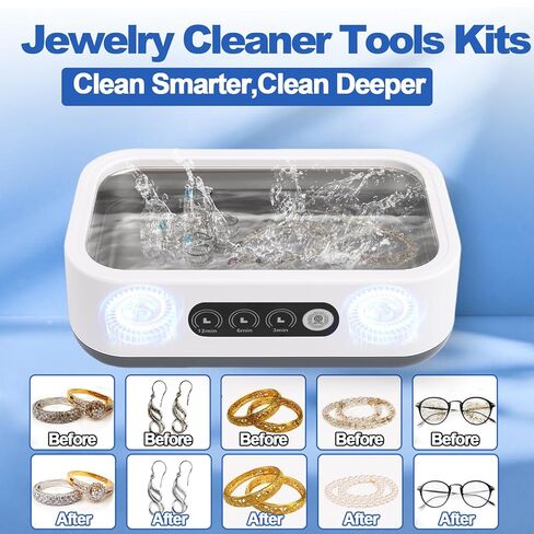 XANGNIER Jewelry Cleaning Kit-Ultrasonic Cleaner Machine(49k Hz,3 Modes),Gap Cleaning Brush and Polishing Cleaning Cloth for All Jewelry,Ring,Gold,Diamond,Earring,Sterling Silver,Eyeglass,Dentures in Saudi Arabia