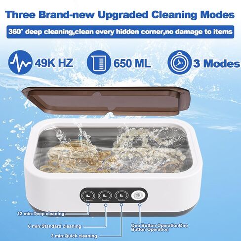 XANGNIER Jewelry Cleaning Kit-Ultrasonic Cleaner Machine(49k Hz,3 Modes),Gap Cleaning Brush and Polishing Cleaning Cloth for All Jewelry,Ring,Gold,Diamond,Earring,Sterling Silver,Eyeglass,Dentures in Saudi Arabia
