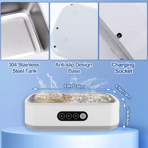 XANGNIER Jewelry Cleaning Kit-Ultrasonic Cleaner Machine(49k Hz,3 Modes),Gap Cleaning Brush and Polishing Cleaning Cloth for All Jewelry,Ring,Gold,Diamond,Earring,Sterling Silver,Eyeglass,Dentures in Saudi Arabia
