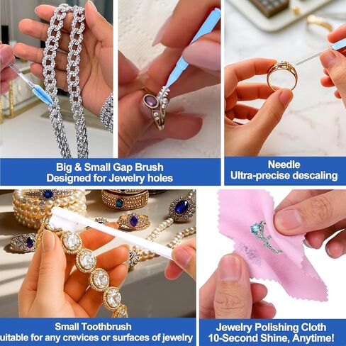 XANGNIER Jewelry Cleaning Kit-Ultrasonic Cleaner Machine(49k Hz,3 Modes),Gap Cleaning Brush and Polishing Cleaning Cloth for All Jewelry,Ring,Gold,Diamond,Earring,Sterling Silver,Eyeglass,Dentures in Saudi Arabia