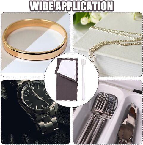 Jewelry Cleaning Kit, Include 2pcs Double Sided Polishing Cloth & 2pcs Soft Cleaner Brush for All Jewelry Diamond Gold Sterling Silver Earring Ring in Saudi Arabia