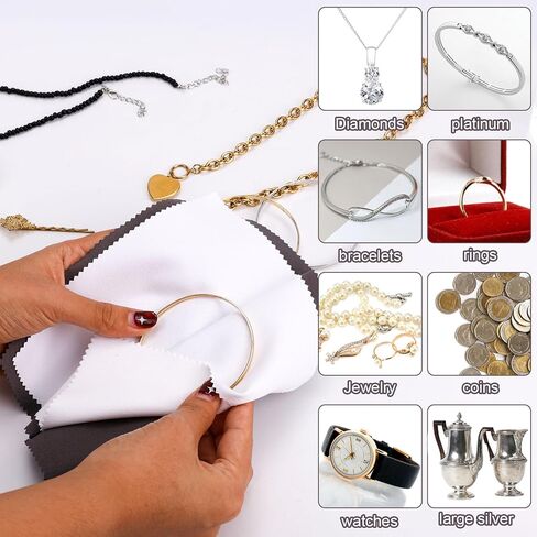 Jewelry Cleaning Kit, Include 2pcs Double Sided Polishing Cloth & 2pcs Soft Cleaner Brush for All Jewelry Diamond Gold Sterling Silver Earring Ring in Saudi Arabia