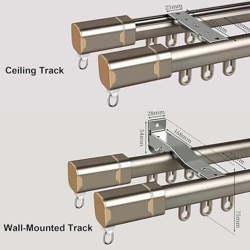 ستارة مزدوجة شديدة التحمل مثبتة على الحائط من الخشب المقلد صندوق ستارة لغرفة المعيشة أو مقسم غرفة النوم 2.6 متر لون بني متين وأنيق (نحاس - 3.8 متر (12.5 قدم)) in Kuwait