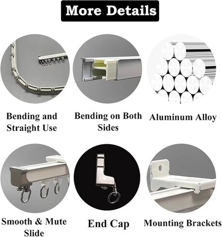 Curtain Track, Flexible Curtain Rail with Rollers, Curved Drape Rod System for Room Divider in Saudi Arabia