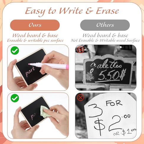 10Pcs Mini Chalkboard Signs with Easel Stands & 10 Reusable Chalkboard Labels(Stickers) & 2 Liquid Markers, Food Labels for Party Buffet, Wedding Place Cards, Buffet Signs and Party Decor Set in Saudi Arabia