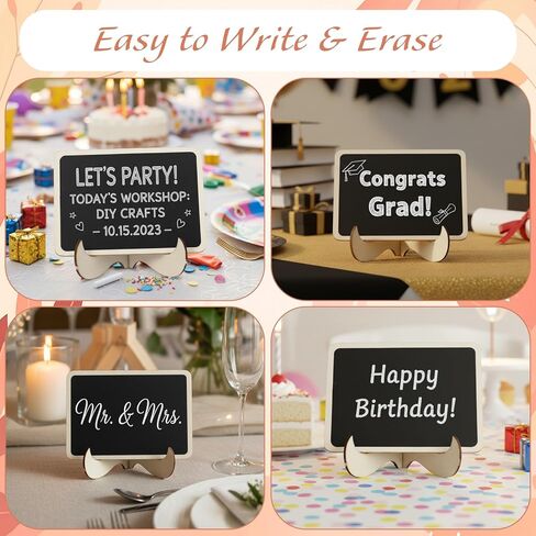 10Pcs Mini Chalkboard Signs with Easel Stands & 10 Reusable Chalkboard Labels(Stickers) & 2 Liquid Markers, Food Labels for Party Buffet, Wedding Place Cards, Buffet Signs and Party Decor Set in Saudi Arabia