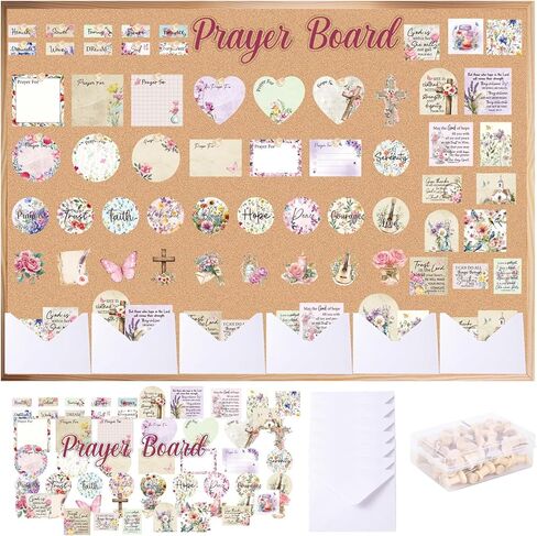 EUOYUFO 114Pcs Floral Prayer Board Kit Christian Gift for Mother's Day Gift Pray for Envelope Set Bible Verse Quotes Prayer Board Supplies DIY Wall Art for Living Room Office(Not Including Board) in Saudi Arabia