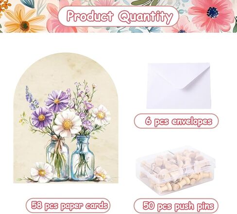 EUOYUFO 114Pcs Floral Prayer Board Kit Christian Gift for Mother's Day Gift Pray for Envelope Set Bible Verse Quotes Prayer Board Supplies DIY Wall Art for Living Room Office(Not Including Board) in Saudi Arabia