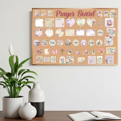 EUOYUFO 114Pcs Floral Prayer Board Kit Christian Gift for Mother's Day Gift Pray for Envelope Set Bible Verse Quotes Prayer Board Supplies DIY Wall Art for Living Room Office(Not Including Board) in Saudi Arabia