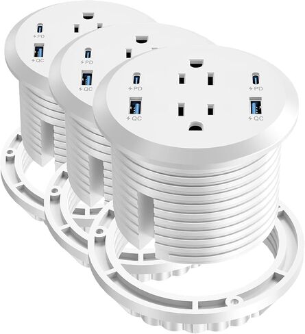Recessed Power Grommet with AC Outlets, 20W Fast Charging USB-C Port - Flush-Mount for Desktop,Workspace Essential Desk Outlet in Saudi Arabia
