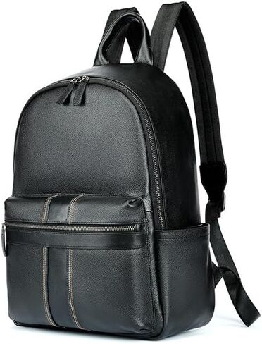 Mens Genuine Leather Backpack Purse Shoulder Bag Handbag Briefcase Travel Tote for Laptop Gift Box (Black) in Saudi Arabia