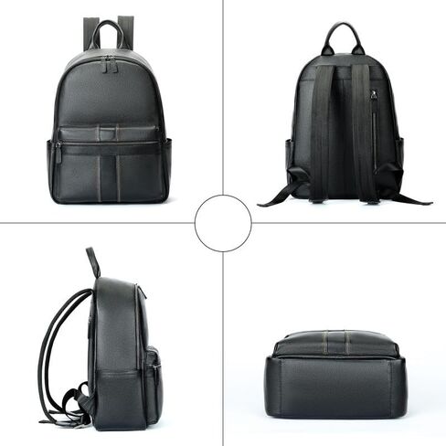 Mens Genuine Leather Backpack Purse Shoulder Bag Handbag Briefcase Travel Tote for Laptop Gift Box (Black) in Saudi Arabia