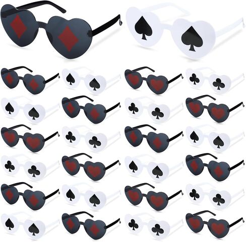 24 Pcs Poker Themed Heart Shaped Sunglasses Playing Card Glasses Casino Night Party Favors Poker Night Gifts for Women Men Birthday Party in Saudi Arabia