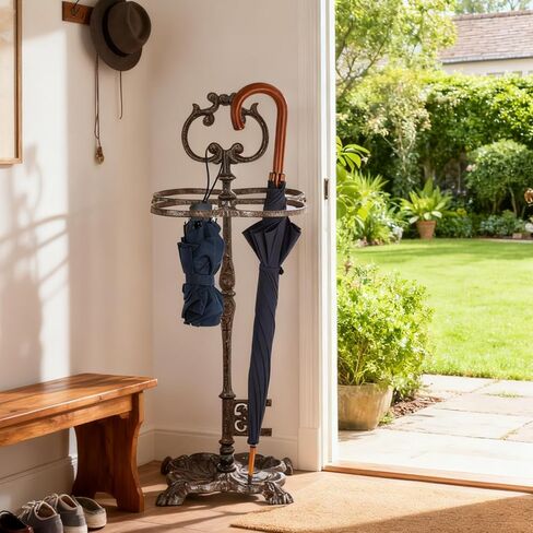 Sungmor Vintage Cast Iron Umbrella Stand, Heavy Duty Decorative Umbrella Holder for Entryway, Hallway & Office, Rustic Farmhouse Freestanding Metal Stand in Saudi Arabia