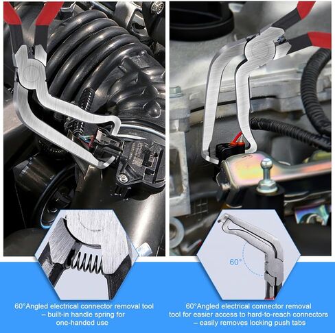 مجموعة أدوات إزالة الموصلات الكهربائية للسيارات مكونة من 5 قطع، كماشة فصل كهربائية مع مقبض مريح للسيارات والشاحنات وسيارات الدفع الرباعي خط الوقود/مستشعر MAF/المحطات الكهربائية/ملف الإشعال in Kuwait