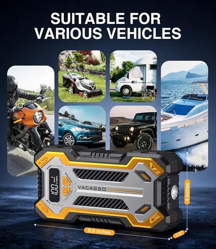 Car Jump Starter, 5000A Car Battery Jump Starter for Up to 10L Gas and 8L Diesel Engines, 12V Portable Jumper Starter Power Pack with Booster Car Starter Jump Box, LED Light, Jumper Cable in Kuwait