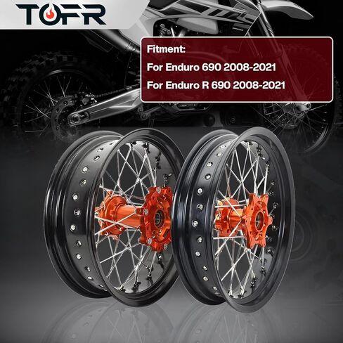 TOFR Enduro R 690 Super Moto 17 "x3.5/5 مجموعة شفة العجلات لـ Enduro 690 2008-2021 in Kuwait
