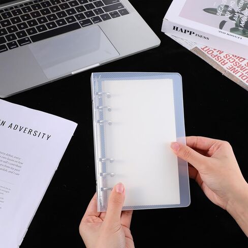 A6 Binder, Clear Acrylic 6 Ring Binder A6 Notebook Cover Planner Binders 6-Ring Budget Binders Loose Leaf Folders Refillable with Silver Round Ring for Student Refillable Travel Office Supplies in Saudi Arabia