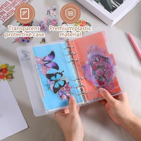 A6 Binder, Clear Acrylic 6 Ring Binder A6 Notebook Cover Planner Binders 6-Ring Budget Binders Loose Leaf Folders Refillable with Silver Round Ring for Student Refillable Travel Office Supplies in Saudi Arabia