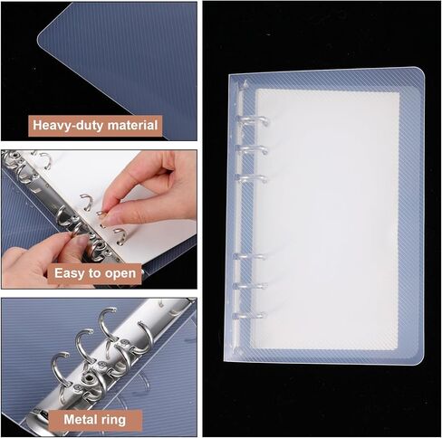 A6 Binder, Clear Acrylic 6 Ring Binder A6 Notebook Cover Planner Binders 6-Ring Budget Binders Loose Leaf Folders Refillable with Silver Round Ring for Student Refillable Travel Office Supplies in Saudi Arabia