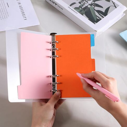 A6 Binder, Clear Acrylic 6 Ring Binder A6 Notebook Cover Planner Binders 6-Ring Budget Binders Loose Leaf Folders Refillable with Silver Round Ring for Student Refillable Travel Office Supplies in Saudi Arabia