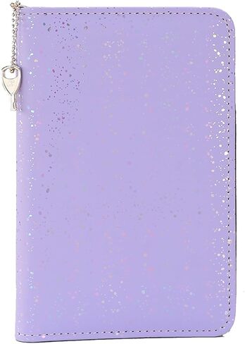 A6 Lockable Budget Binder with Zipper,6 Ring Bindes Refillable Password Book with Lock,Saving Challenge Binder with Zipper, Locking Journal Notebook (Glitter Purple) in Kuwait