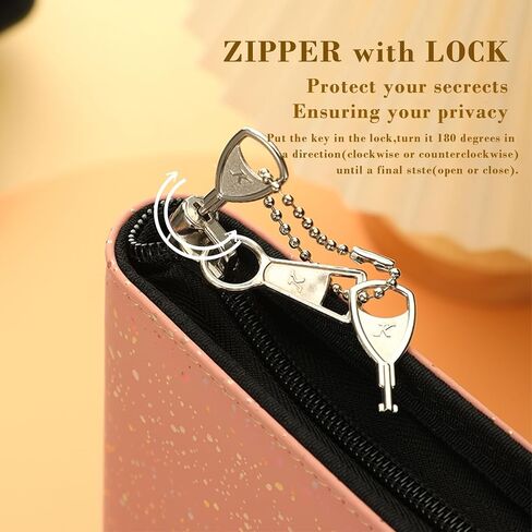 A6 Lockable Budget Binder with Zipper,6 Ring Bindes Refillable Password Book with Lock,Saving Challenge Binder with Zipper, Locking Journal Notebook (Glitter Purple) in Kuwait
