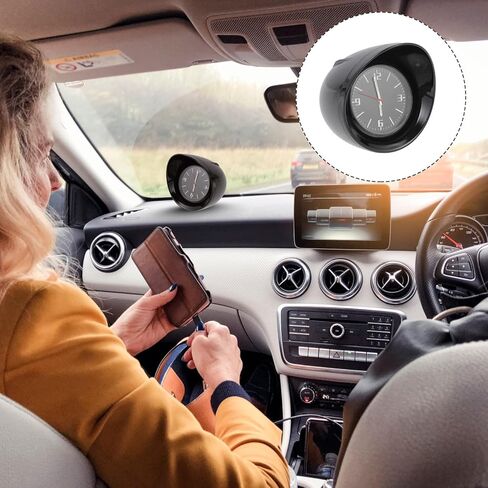 Luxshiny Car Interior Clock Mini Dashboard Clock Black Automotive Refit Decor for Vehicle Office Use Compact Car in Saudi Arabia