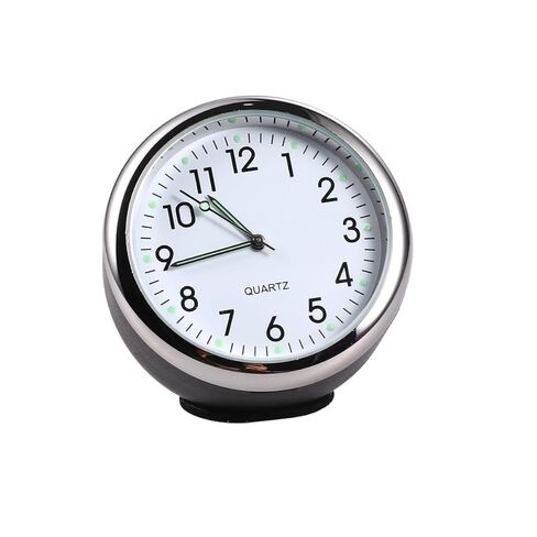 Car Quartz Clock with Night Light, Analog Dashboard Clock for Automobile, Black Case White Dial, Automotive Interior Timepiece for Vehicle Use in Saudi Arabia