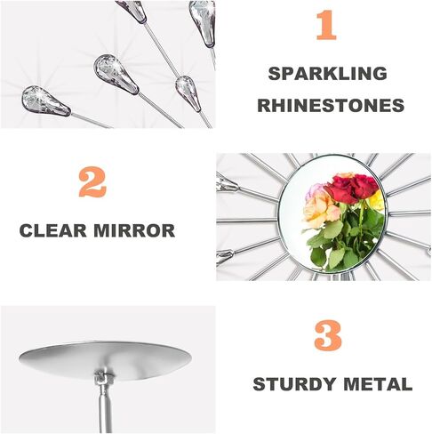 Crystal Rhinestone Wall Candle Sconces Set of 2 Bling Diamond Metal Sunburst Candle Holders Iron Decorative Wall Mounted Holders for Living Room Bedroom Bathroom Silver in Saudi Arabia