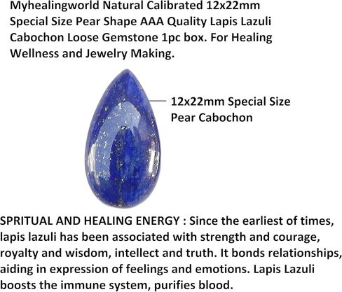 Natural Calibrated 12x22mm Special Size Pear Shape AAA Quality Lapis Lazuli Cabochon Loose Gemstone 1pc box. For Healing Wellness and Jewelry Making. in Saudi Arabia