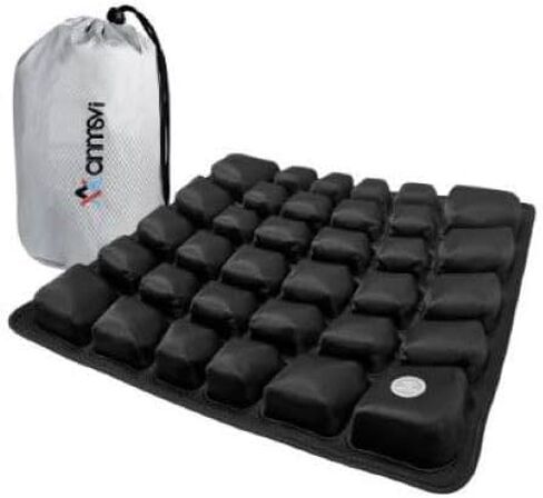 Air Inflatable Travel Seat Cushion with Built-in Pump & Carry Bag– Portable & Adjustable for Airplane, Car, Office – Coccyx, Sciatica & Tailbone Pain Relief (Black) in Saudi Arabia