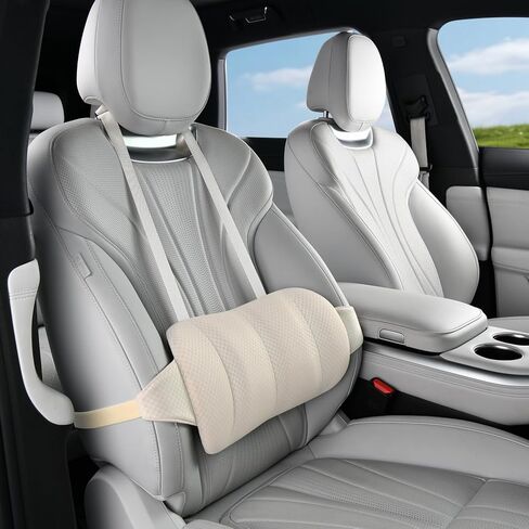 وسادة دعم قطني للسيارة من كاي، وسادة قطنية من إسفنج الذاكرة مع أشرطة قابلة للتعديل، وسادة دعم قطني لكرسي المكتب، دعم الظهر للسيارة، الجلوس، القيادة، السفر (1، أسود) in Saudi Arabia