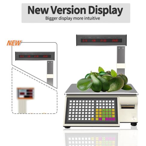 Label Printing Scale 66lb Commercial Heavy Duty with Thermal Barcode Printer & Pole Display, High Precision Electronic Digital Price Computing Scale for Meat Market, Supermarket in Saudi Arabia