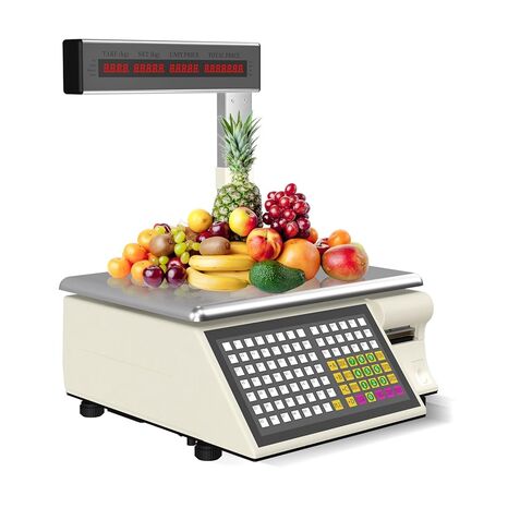 Label Printing Scale 66lb Commercial Heavy Duty with Thermal Barcode Printer & Pole Display, High Precision Electronic Digital Price Computing Scale for Meat Market, Supermarket in Saudi Arabia