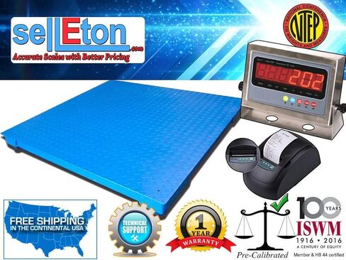 SellEton New NTEP 4' x 4' | 48" x 48" Industrial Floor Scale with Printer | 1000 lbs x .2 lb in Kuwait