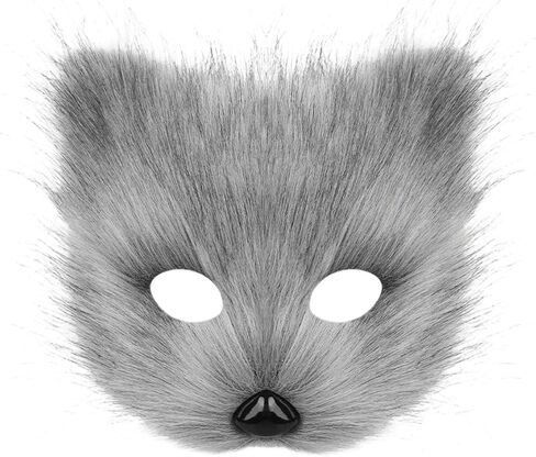 Halloween Fur Fox Mask, Faux Therian Furry Wolf Mask,Plush Animal Mask Cosplay for Carnival Masquerade Girls Women in Saudi Arabia