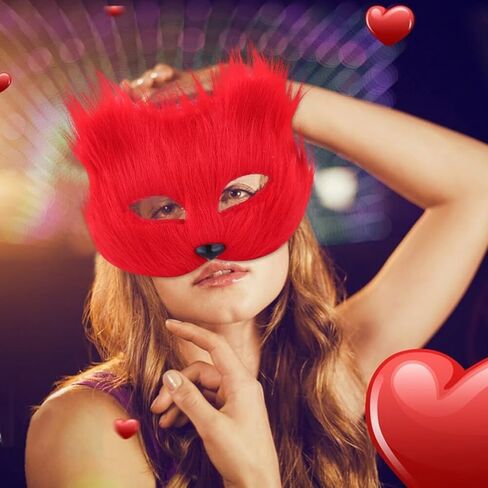 Halloween Fur Fox Mask, Faux Therian Furry Wolf Mask,Plush Animal Mask Cosplay for Carnival Masquerade Girls Women in Saudi Arabia