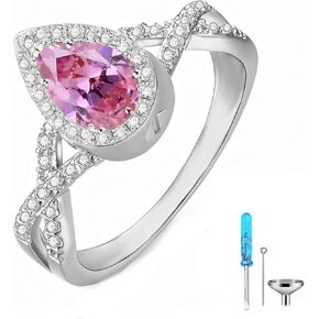 جوهرة الميلاد حلقات جرة الحرق للرماد للنساء 925 الفضة الاسترليني قطع الكمثرى الأحجار الكريمة مع المويسانتي جرة تذكار الدائري التذكاري مجوهرات الحرق عقد أحبائهم رماد in Kuwait