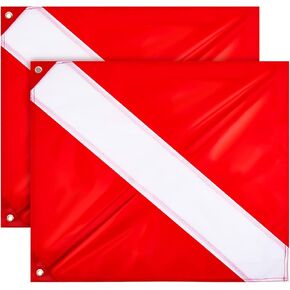 2 Pcs Dive Flag for Boat Scuba Diving Flag 3 x 5 ft Diver Down Flag Outdoor Scuba Diver Flag Polyester Banner Float Legal Size Boat Flag for Buoy Water Swim Snorkeling Spearfishing Freediving, Red in Kuwait